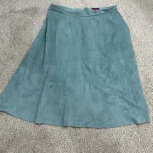 LIGHT BLUE FAUX SUEDE MIDI SKIRT